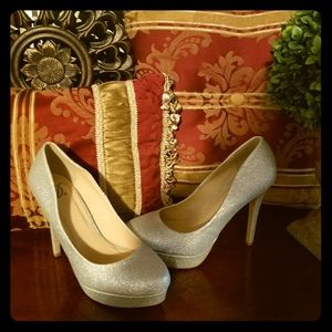 Silver platform heels